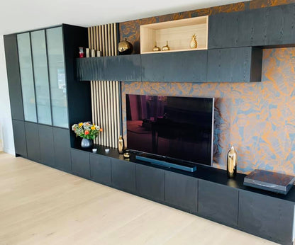 Meuble TV sur mesure noir & bois