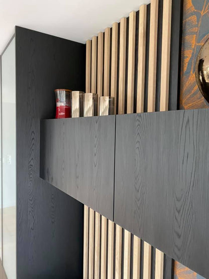 Meuble TV sur mesure noir & bois