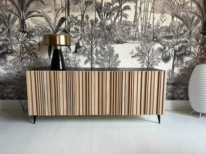 Buffet noir & bois à façade ondulée