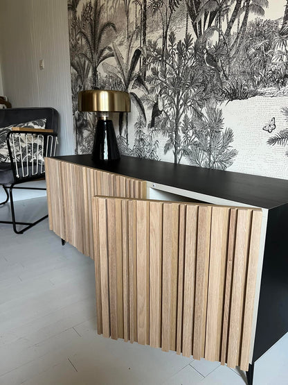 Buffet noir & bois à façade ondulée