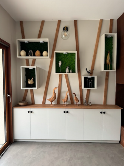 Meuble salon avec étagères nature