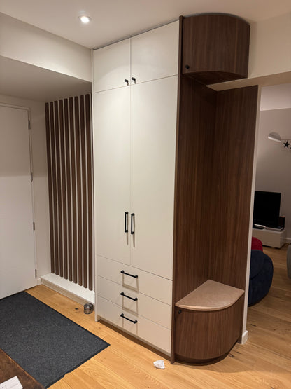 Meuble d'entrée noyer et blanc