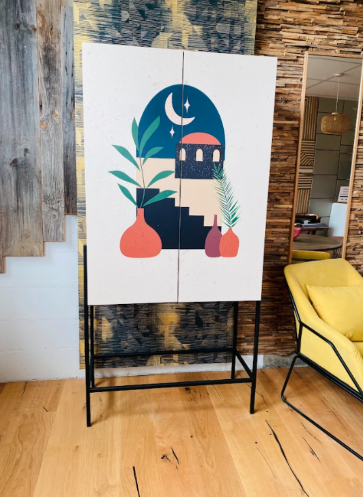 Meuble design personnalisé - Illustration colorée