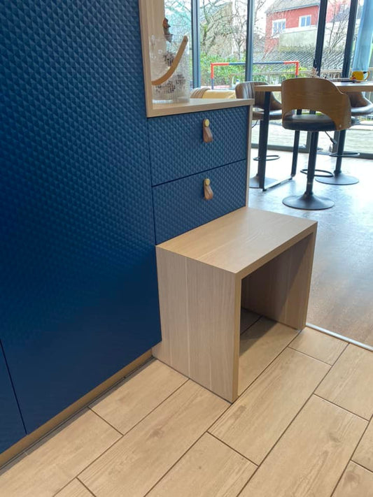 Meuble sous escalier bleu